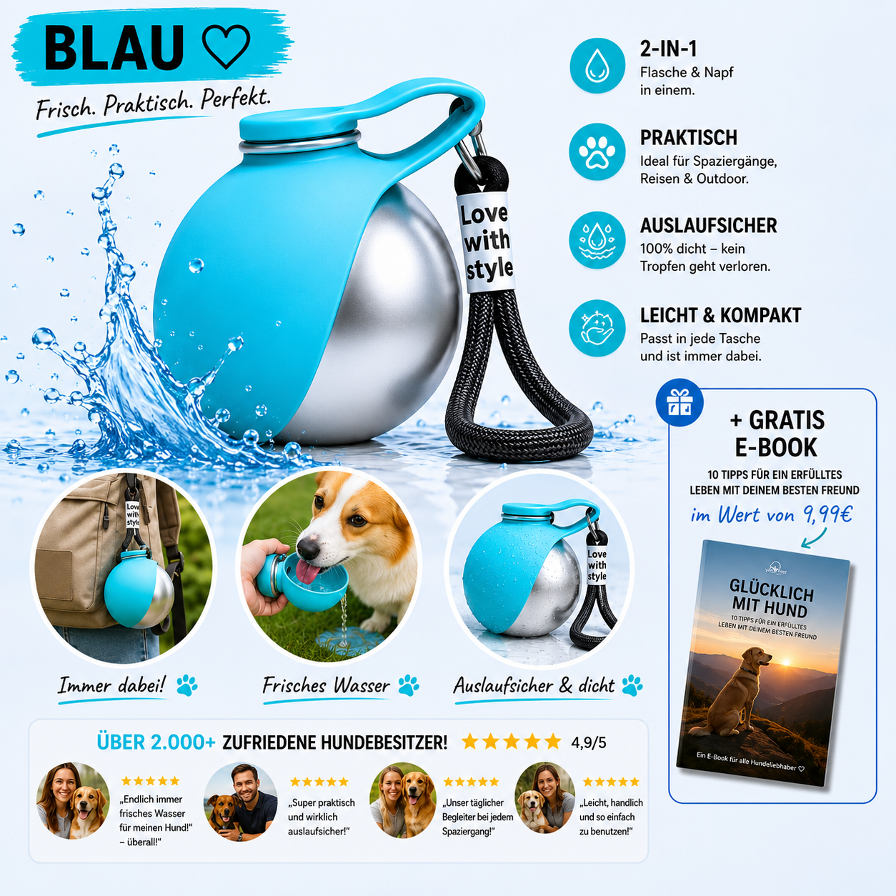 BuddyBall - 2-in-1 Trinkflasche & Hundenapf