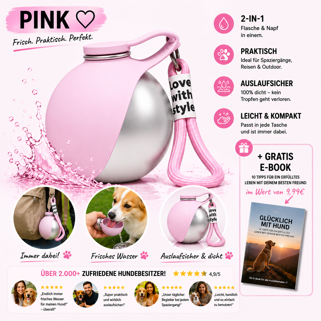 BuddyBall - 2-in-1 Trinkflasche & Hundenapf